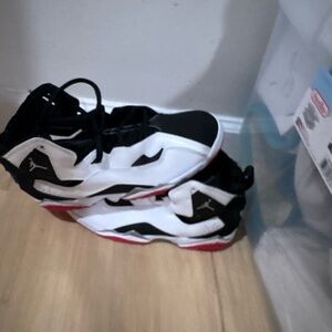 Jordan High-Top Sneakers in Black, White & Red